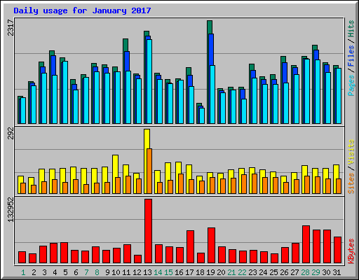 Daily usage for January 2017