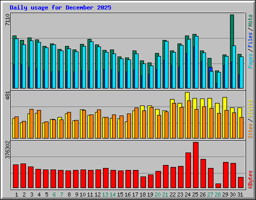 Daily usage for December 2025