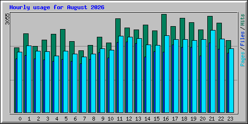 Hourly usage for August 2026